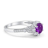 Floral Art Deco Amethyst Cubic Zirconia Ring